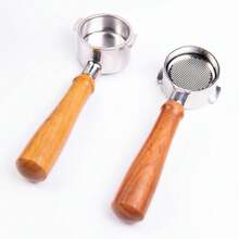 Porte-filtre sans fond de 51 mm à 2 oreilles pour Delonghi EC200 EC221 ECO310 EC330 EC152, accessoires de remplacement de panier-filtre pour machine à café/expresso en acier inoxydable avec poignée en bois/ABS