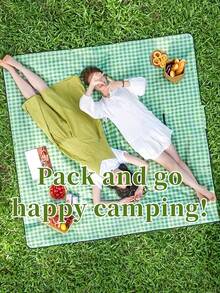 1pc Waterproof Foldable Large Picnic Mat, Checkered Beach Blanket, Suitable For Outdoor Camping, Beach, Park, Festivals, Lawn, Portable And Washable For Spring/Summer - Multicolor - View 1