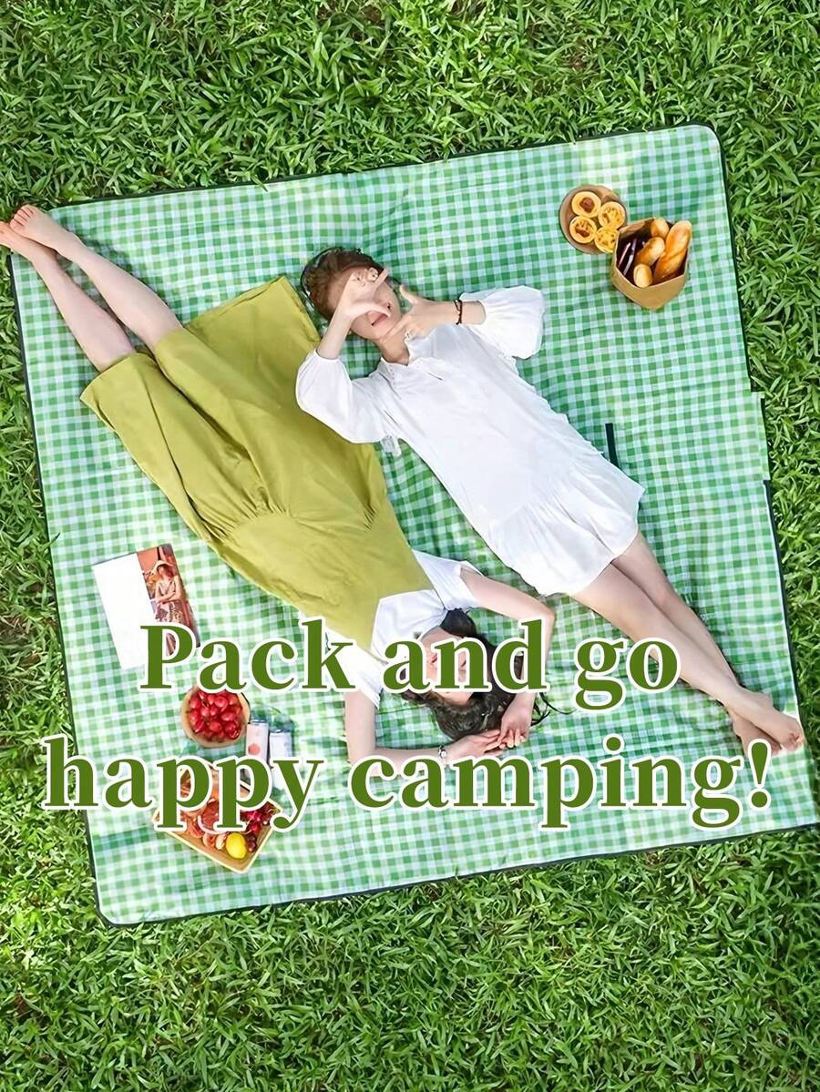 1pc Waterproof Foldable Large Picnic Mat, Checkered Beach Blanket, Suitable For Outdoor Camping, Beach, Park, Festivals, Lawn, Portable And Washable For Spring/Summer - Multicolor - View 1