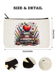 Lehrergescenke, "Beste Lehrerin aller Zeiten" Make-up Tasche - Kosmetiktasche für Frauen, Reiseaccessoires & Schultasche, leichte Reißverschlusstasche für Make-up Aufbewahrung, Federmäppchen, weiße Tasche Organizer, Geschenktasche für den Schulanfang, Lehrertags Geschenkideen