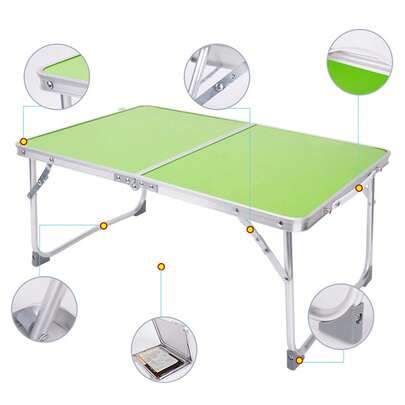  Lucn Small Low Folding Table Lightweight Aluminium Folding Camping/Picnic/Fishing/Travel Table, Laptop Bed Table, Portable Table For Indoor/Outdoor Use (Green, 60cm)