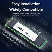Crucial E100 1TB M.2 NVME PCIe Gen4 Internal SSD With Up To 5Gbps Transfer Speeds For Laptops And Desktops, Compatible With Storage Solutions - 黑色 - 查看 6