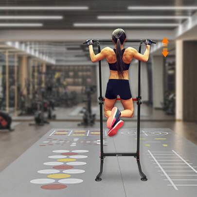 Estación de fondos / soporte de fondos regulable en altura hasta 150 kg - barra de dominadas y barras paralelas para casa - entrena pecho, brazos, espalda, abdominales - ahorra espacio y es robusto