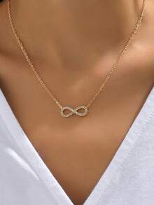 1pc Fashionable Infinity Symbol Necklace, Delicate Clavicle Chain Design For Women - Infinity Symbol - Gold - View 7