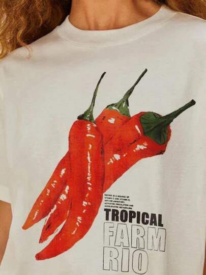 Brazil 2025 FARMRIO New Personality Pattern Logo Printed Short-sLeesve T-shirt Men Women The Same Cotton Casual T-shirt