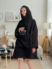 1 件大口袋连帽衫,可容纳宠物、热水袋和零食,加厚羊毛休闲电视毯宽松家居服,超大连帽毛毯运动衫,舒适温暖的羊毛毯,带袖子和大口袋,舒适的连帽毛毯可作为室内和室外的礼物 - 彩色 - 查看 7