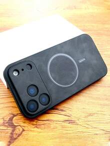 奢华哑光皮革手机壳,兼容 17 Pro Max、17 Pro、17、16、15、14、13、12 Pro Max Plus、16E、17 Air、11,支持磁吸式无线充电,带摄像头保护盖 - 深灰色 - 查看 7