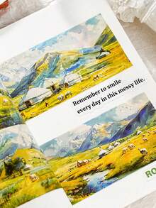 1 rolă bandă autocolantă decorativă cu tematică de ilustrații peisagistice pentru scrapbooking creativ, serie Free Wind, potrivită pentru cadouri, birou, casă, marcare, etichetare, sală de clasă, jucării de divertisment, planificator pentru studenți, accesorii DIY pentru decor vintage