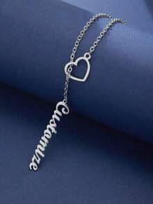 Customizable Heart-Shaped Letter Name Necklace With Pendant, Customizable Gold Stainless Steel Couple Necklace, Perfect Gift For Couples, Mothers, Friends, Classmates On Valentine's Day, Christmas, Halloween, Anniversary - Multicolor - View 11