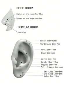 1 件/高级镜面抛光 316L 不锈钢，带氧化锆 16G 和 18G 鼻环、唇环、脐环、双膜环、膜环、唇环、膜耳钉、膜环耳环、膜环软骨耳环、膜环、耳屏、耳钉、海螺环、耳环、耳屏耳环、软骨耳环、鼻环、膜环、膜环、穿孔环 - 單圈帶寶鑽鼻環 - 查看 10