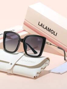 LALAMOLI LALAMOLI quadratische Oversized Vollrand Modebrillen mit dekorativen Bügeln, Outdoor Strand Urlaubsgeschenk