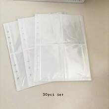 10pcs/20pcs/30pcs A5 Binder Clear Card Sleeves, 3 Inch Postcards Holder, Double Side 6 Holes Kpop Collect Book Refill Bags