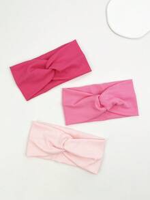 3件套女士针织发带套装，粉色调，适合派对和休闲外出，粉色配饰发带头巾发箍吸汗带，秋冬季女士度假装扮发饰，优雅围巾女士头巾柔软头巾