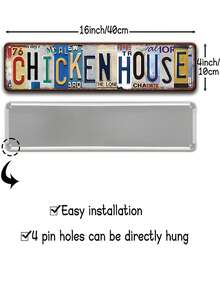 1pc Vintage Farm Metal Tin Sign, Chicken House Wall Sign, Chicken Crossing Metal Wall Sign, Henhouse Wall Plaque, Rustic Wall Decor For Farm, Farmhouse, Yard, Porch, Home, Henhouse, Chicken House, Outdoor, Farmhouse Decoration, Farm Wall Hanging Plaque, 4x16 Inch