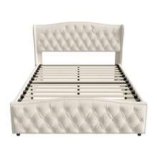 Caluself Letto Caluself Soft Pad – Letto matrimoniale con sistema di sollevamento idraulico – Letto Velvet Orange Wave – Adatto per camere da letto e camere degli ospiti