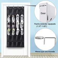 Zapatero sobre La Puerta con 24 Grandes Bolsillos De Malla, Zapatero Colgante, Adecuado para Guardar Zapatos, Accesorios, Juguetes, Artículos De Tocador, Artículos De Lavandería(Negro-24) - Blanco-35 - Ver 5