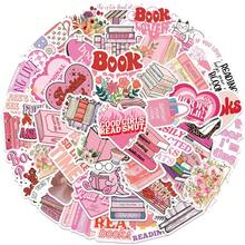 50pcs Pink Fashionable INS Style Reading Stickers, Book Stickers, Waterproof Vinyl Stickers For Books, Water Bottles, Laptops, Phones, Luggage - Pink - View 11