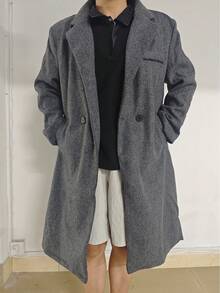 男士长袖过膝风衣，经典商务休闲风格，垂坠感极佳，尽显高贵优雅气质，双排扣设计更添复古魅力，秋季必备单品。