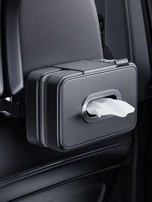 1 件装汽车纸巾盒，多功能皮革汽车纸巾架，带松紧带，随机织物标签 - 黑色 - 查看 12