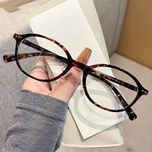 Oval Fashion Non-Prescription Glasses TR Frame Unisex Decorative Eyeglass Frame Simple And Elegant - Cold Tea Color C4 - View 4