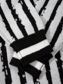 Maglione casual a righe con scollo a V e maniche lunghe da uomo, pullover lavorato a maglia con vestibilità ampia e versatile, adatto per primavera, autunno e inverno