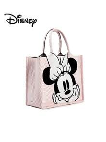 Cartoon Minnie Mouse Pattern Knitted Handbag, Portable Foldable Design Wristlet Pouch, Suitable For Daily Matching, Shopping, Parties, Holiday Gifts