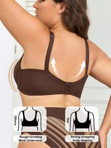 1 pieza Sujetador con aros de encaje para mujer de talla grande, con soporte, sexy, con tirantes ajustables, de cobertura completa, de estilo romántico francés, con elevación