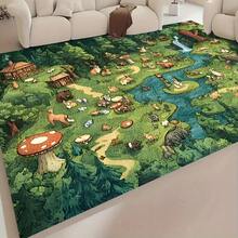 1 Piece 850gsm Soft Thick Lightweight Carpet - Forest Animal Pattern, INS Style, Machine Washable Non-Slip Durable Polyester Fiber Backing, Large Size Up To 2.16 Square Meters, Suitable For Bedroom, Living Room, Holiday Decoration, Bedroom Area Rug - Multicolor - View 6