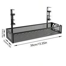 1pc Under-Desk Cable Management Tray, Power Strip, And Cable Organizer Made Of Non-Holes Metal, Suitable For Home Offices, Under-Desk Storage, And Organization Tray, An Essential Item For Home Office