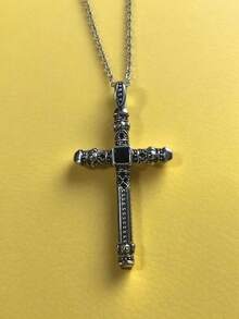 1pc Cross Pendant Necklace, Fashionable Minimalist Versatile Hip-Hop Necklace, Suitable As Jewelry Gift For Anniversary, Christmas, Birthday, Valentine's Day, Thanksgiving