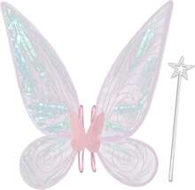 Quescu Fairy Wings For Adults,Butterfly Wings For Girls,Angel Wings,Fairy Costume For Women Halloween Dress Up Party Favor (Pink),18556350 - 玫紅色 - 查看 1