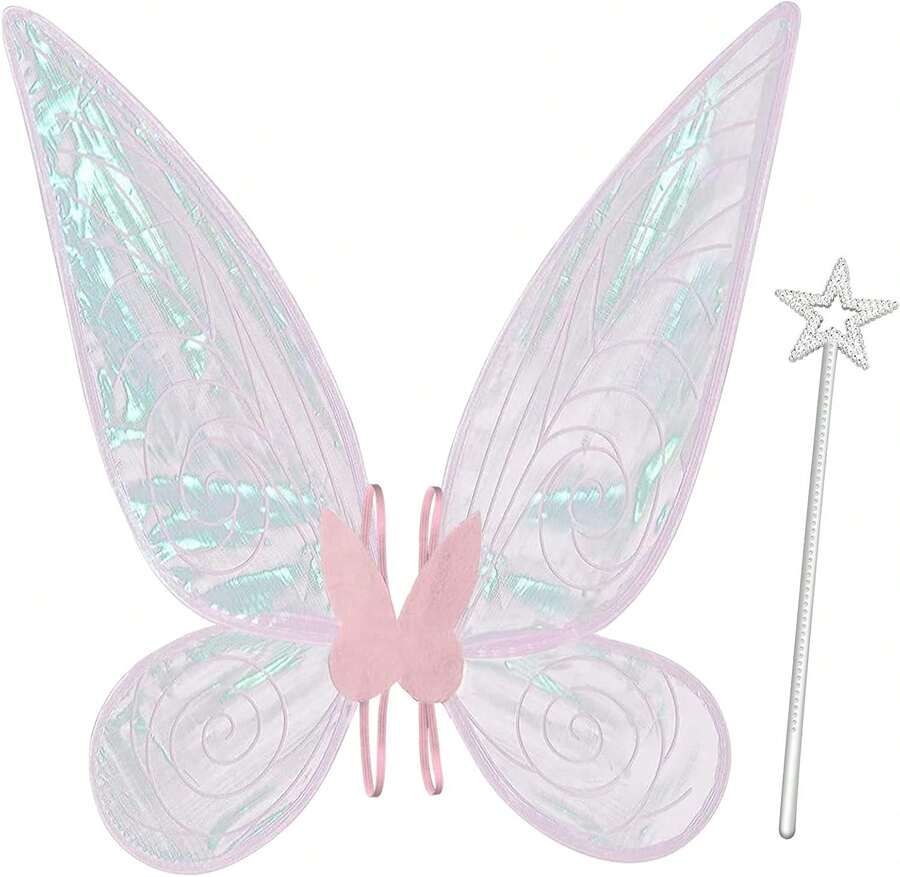 Quescu Fairy Wings For Adults,Butterfly Wings For Girls,Angel Wings,Fairy Costume For Women Halloween Dress Up Party Favor (Pink),18556350 - 玫紅色 - 查看 1