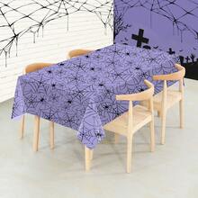 1pc (53.94*107.87 Inch) Halloween Tablecloth With Spider Web, Halloween Themed Party Decoration Tablecloth - Perfect Gift