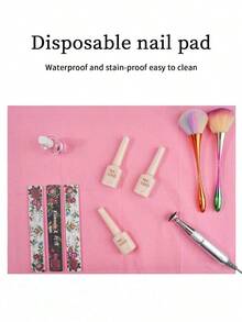 125 miếng lót bàn làm móng dùng một lần, thảm vải lót bàn làm móng, khăn giấy acrylic 3 lớp, giấy lót móng, giấy dán móng chống thấm nước, dùng tại nhà và tiệm làm móng. - Hồng - Xem 4