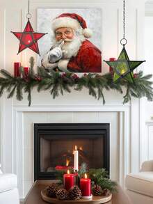 1 Piece Metal Star Tealight Candle Holder, Chinese Flowering Crabapple Design Multi Color Glass Home Decor Hanging Lantern, Suitable As A Home Decoration Hung By The Windows In The Corridor, Garden Decor, Living Room Decor, Christmas Decorations, Christmas Ornaments,Christmas Hanging Star Candle Holder For Holiday Decor