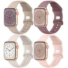 4 Stück weiche Silikon Sportbänder kompatibel mit Apple Watch 38mm, 40mm, 41mm, 42mm, 44mm, 45mm, 46mm, 49mm, geeignet für Apple Watch Series Ultra/Ultra 2, 10/9/8/7/6/5/4/3/2/1 SE, unisex - Verschiedenfarbig - Übersicht 12