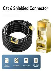 1根RJ45 Cat6以太网线，千兆高速，250MHz，镀金接头，适用于PC、电视、平板电脑、路由器、打印机、服务器、IT数据中心及其他设备 - 黑色 - 彩色 - 查看 5
