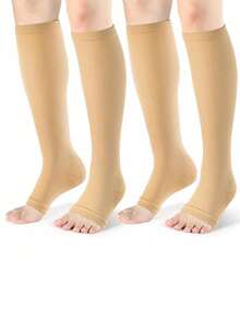 1/2 Pairs Venous Pressure Socks, Mid-Calf/Knee-High/Pantyhose, Plus Size, Anti-Varicose, Elastic Compression Socks - Apricot - View 4