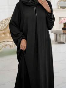 1 件女士穆斯林伊斯兰长袍，无头巾，亲肤透气面料，适合女性日常穿着，四季皆宜 - 彩色 - 查看 1
