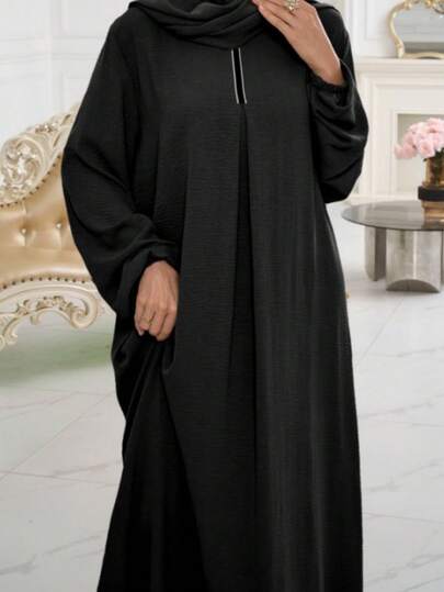 1 buc. Abaya musulmană pentru femei, islamică, material moale și respirabil, potrivită pentru purtarea zilnică a femeilor, primăvară în toate anotimpurile