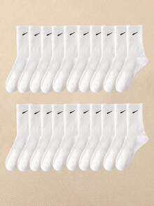 1 双/5 双/6 双/10 双/20 双女士休闲环中筒袜，简约舒适，适合日常穿着，男女通用长袜
