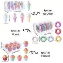 5/6 قطعة مجموعة زينة عيد الميلاد على شكل آيس كريم، دونات، كب كيك، ماكرون، حلويات ملونة، آيس كريم، دونات، كب كيك معلقة، زينة شجرة عيد الميلاد، حلوى معلقة، ديكور لحفلات عيد الميلاد والسنة الجديدة والأعياد المنزلية - متعدد الألوان - مشاهدة 5