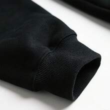 1pc Women's Distressed "RESIST" White Typography Print Hoodie, Made Of Durable Polyester Material With Vintage Distressed Letter Details, Featuring Good Warmth, In Punk Attitude Style, Suitable For Expressing Stance And Fall Street Wear - 黑色5 - 查看 5