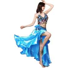 女士肚皮舞服装，夏季新款练习服，演出服，女士套装，舞蹈服，胸衣上装+腰链+开衩裙 - 彩色 - 查看 16