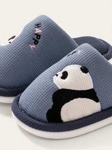 Children's Cartoon Warm Slippers For Boys And Girls, Autumn And Winter Indoor Anti Slip Cute Slippers - Dusty Blue - View 5