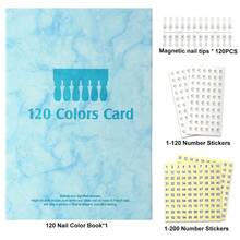 120/180色磁性指甲油展示册，可拆卸色卡盘，高端PU材质色卡展示册，配有120/180个磁性色卡头和1个编号标签，是美甲设计的理想之选。