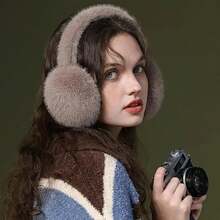 1 paquet de cache-oreilles souples et élastiques pour femmes - style mignon de dessin animé rose et blanc, à laver à la main seulement, accessoire pour temps froid