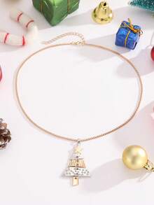 1pc Christmas Tree Decor Jewelry, Creative Cute Christmas Tree Pendant Necklace, Women's Christmas Necklace, Suitable For Women To Wear And Gift For Christmas