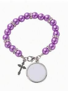 Custom Photo Bracelet - Faux Pearl Design Bracelet - Personalized Family/Couple/Pet Photo Jewelry, Elegant Vintage Beaded Bracelet. Available In Black, Red, White, Purple. The Perfect Gift For Her/Him, Suitable For Anniversary, Christmas, Halloween, Thanksgiving, New Year, Birthday, Or As Friendship Accessories. With Classic Design And Sparkling Ornaments, - Multicolor - View 5