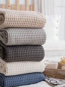 200X230 华夫格毯，100% 纯棉华夫格毯，多用途几何华夫格毯，Dokubba 华夫格毯 - 米色 - 查看 4